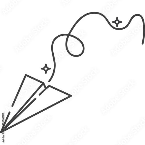 Hand Drawn Paper Airplane with Flight Path and Stars