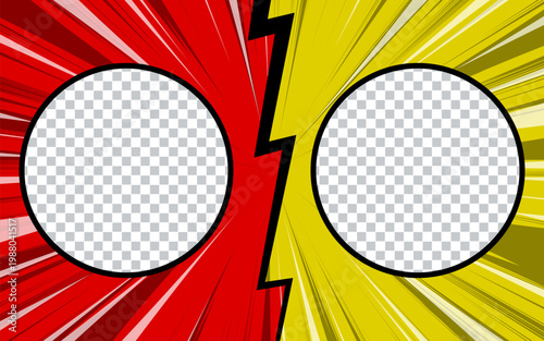 Cartoon comic background. Fight against. Colorful comic book competition poster with halftone elements. Retro Pop Art style. Vector illustration.