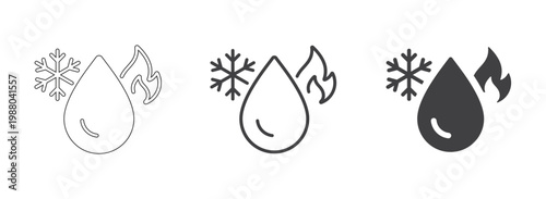 Hot and Cold Water Temperature Icon High & Low Liquid Symbol, Boiling and Freezing Droplet Sign vector illustration