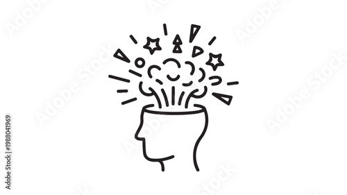 Creative Idea Generation Concept Vector With Human Head And Innovation Symbols