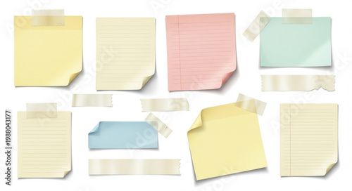 Colorful sticky note paper pads.