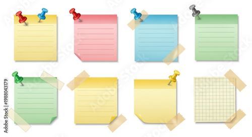 Colorful sticky note paper pads.