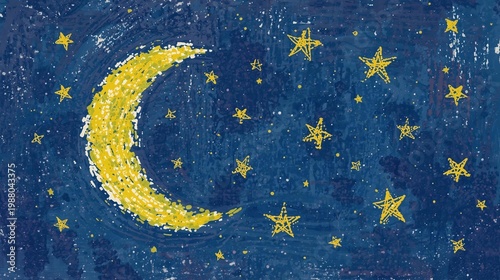 abstract background with stars and moon