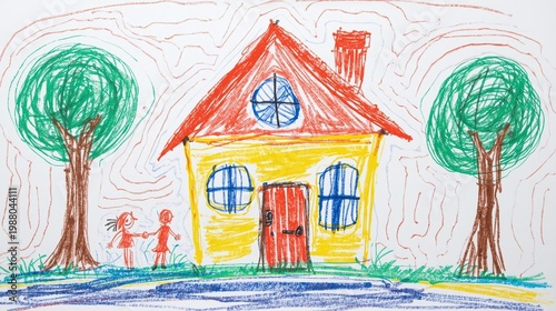 set of hand drawn house