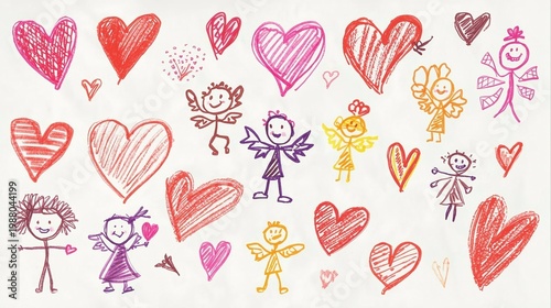 set of hand drawn hearts