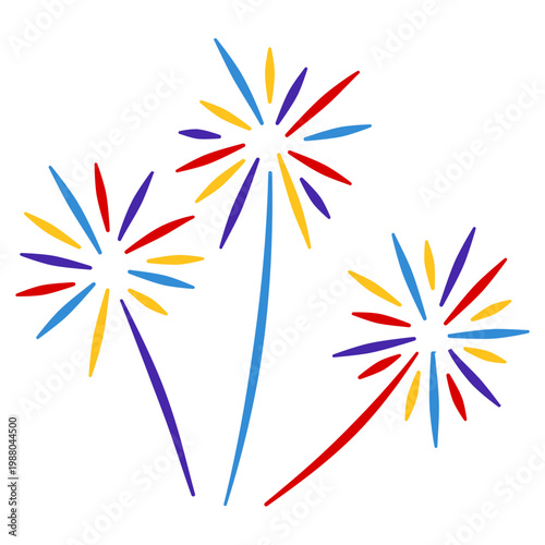 New year firework vector illustration. Fireworks with stars and sparks isolated on white background. Happy new year firework