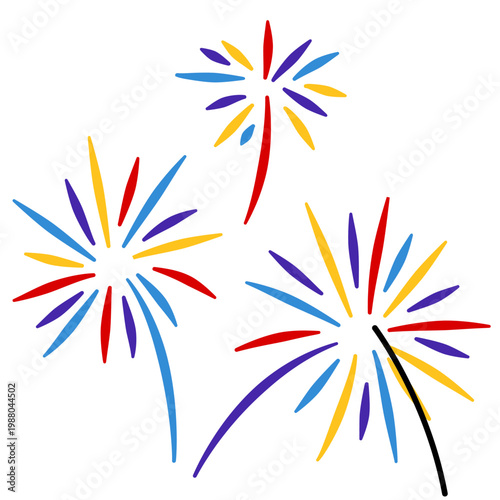 New year firework vector illustration. Fireworks with stars and sparks isolated on white background. Happy new year firework