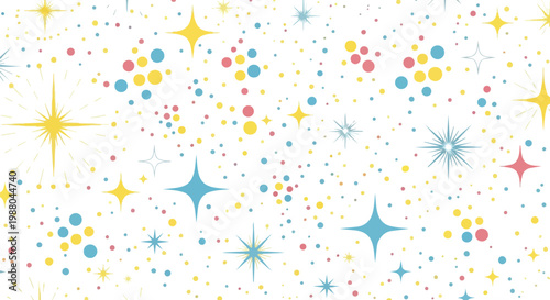 Retro Starbursts and Polka Dots Pattern - Festive and Cheerful Background