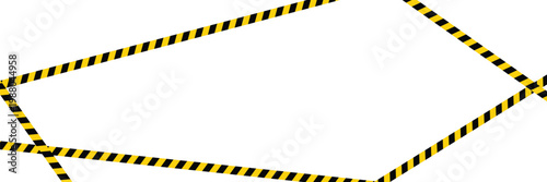Yellow Black Warning Tape Frame Background. Caution Striped Border Design