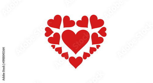 Heart Shape Made of Multiple Red Hearts for Love and Romance