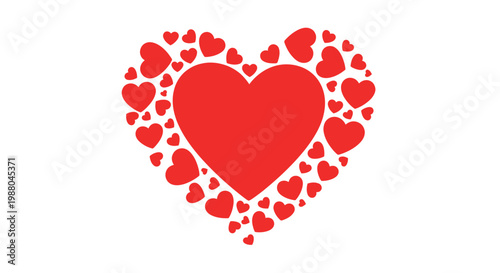 Heart shape made of multiple smaller hearts for love and romance themes