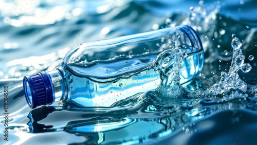 Clear Plastic Water Bottle in Splashing Water