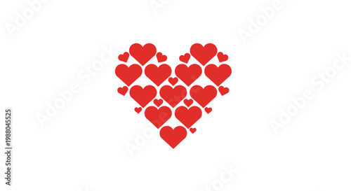 Heart Shape Composition Made of Multiple Red Hearts