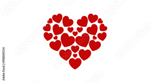 Heart Shape Composition with Red Hearts for Love and Romance
