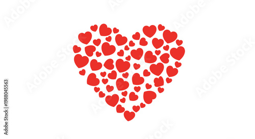 Heart Shape Made of Multiple Red Love Hearts for Romance and Love Themes