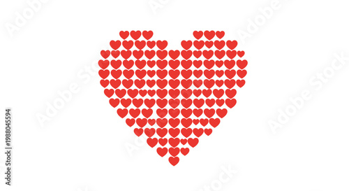 Heart Shape Made of Small Red Hearts for Love and Romance