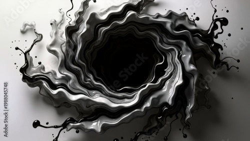 Black and white abstract ink swirl background