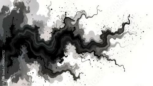 Abstract Black and White Ink Splatter Art Background