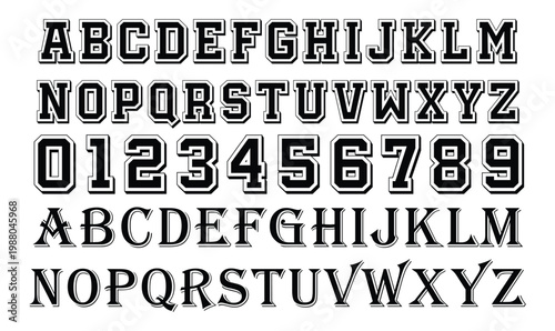 Collegiate Varsity and Vintage Serif Alphabet Vector Set for Sports Branding and Apparel Design