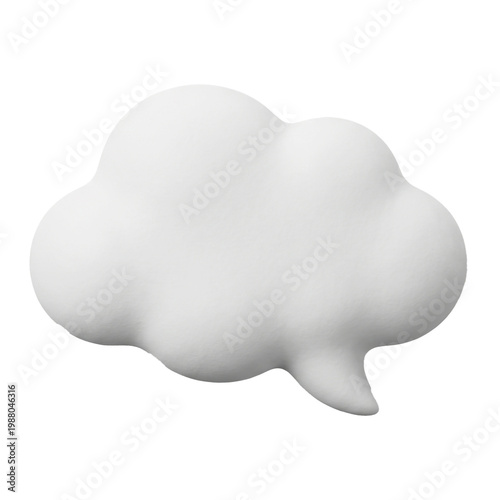 White 3D speech bubble or thought cloud icon