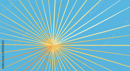 Radiant Golden Sunburst Lines on Blue Background