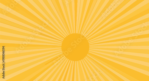 Bright Yellow Sunburst Background with Radial Rays and Copy Space