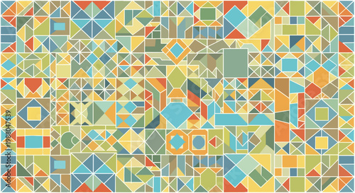 Abstract Geometric Pattern Background with Colorful Shapes and Tessellations