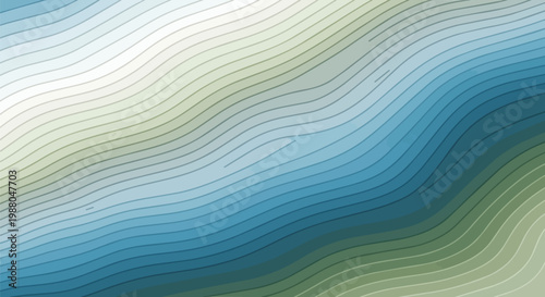 Abstract Topographic Map Lines, Blue Green Gradient Waves, Contour Map Background