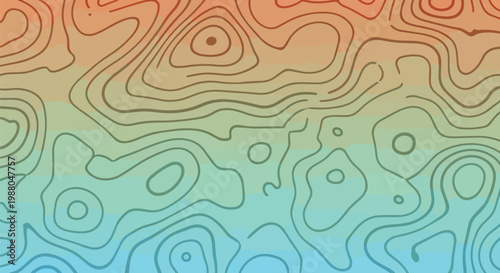 Topographic Contour Lines Map Background with Gradient Colors