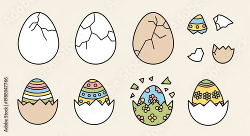 Easter Egg Hatching Process Stages Illustration.