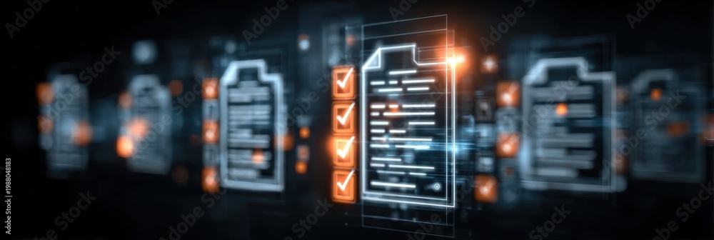 Naklejka premium High speed document flow ensures efficiency while a digital checklist provides assurance of information accuracy before the final consulting approval.