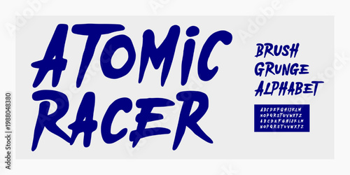 Brush grunge alphabet font in bold handdrawn style. Clean yet expressive script typography with subtle rough texture, featuring uppercase and lowercase letters. Perfect for branding, posters,