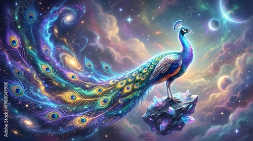 Beautifull Peacocks with Majestic Fantasy Background, made by Ai