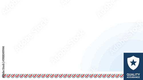 Quality assurance and Approved background template in flat design. Checkmark, accepted, shield, accept, agree, quality control, copy space. Border unit. Vector illustration.