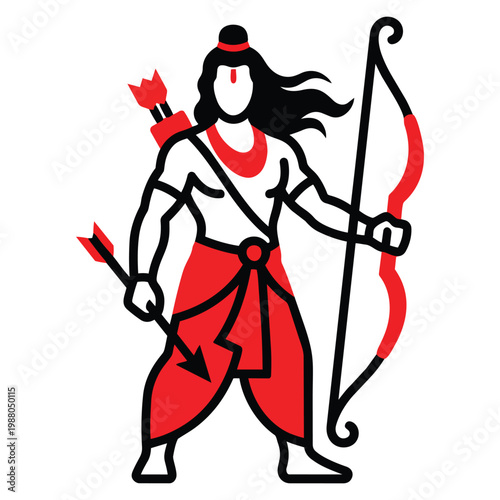 Hindu God Archer Character Illustration.