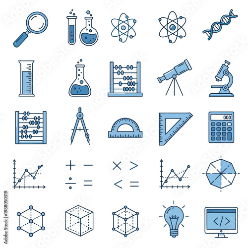 Science and Math Icons: Education, Research, Discovery