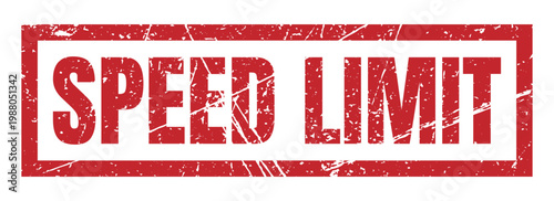 Speed limit red grunge rubber stamp for traffic safety and law enforcement concept design.