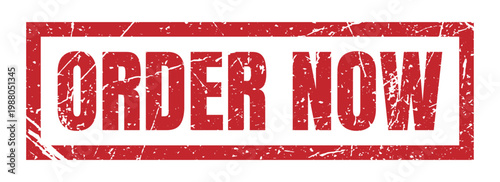 Order now red grunge rubber stamp for online shopping, commercial sale, marketing and retail promotion.