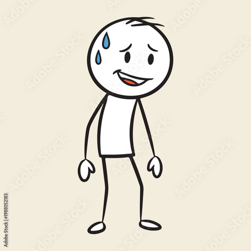 Nervous Stick Figure Sweating Anxiety Emotion Vector