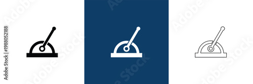 Control Lever Icon Solid and Outline Styles. Minimal control lever icons in solid and outline styles, symbolizing machinery operation, manual control, and industrial interface elements.