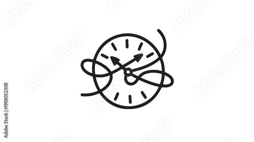 Time Management Stress and Complexity Concept with Twisted Clock Arrows Vector Illustration