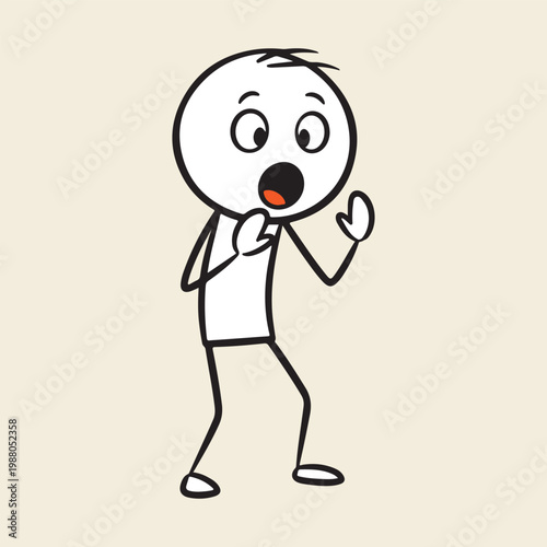 Shocked Stick Figure Surprised Emotion Cartoon Vector