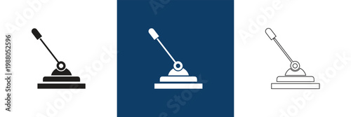 Control Lever Icon Solid and Outline Styles. Minimal control lever icons in solid and outline styles, symbolizing machinery operation, manual control, and industrial interface elements.