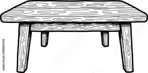 Rustic Wooden Bench with Four Legs