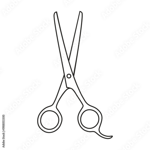 Line icon of vector scissors for hairstylist, professional tool for haircut. Outline instrument for hair master