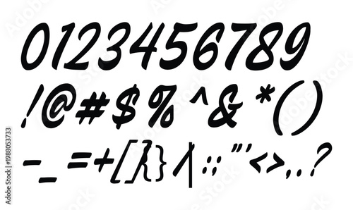 Script Numbers and Symbols Vector Set for Calligraphy Branding and Personalized Design Layouts