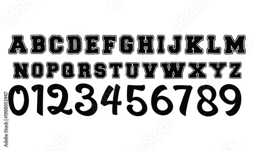 Collegiate Varsity Alphabet and Script Numbers Vector Set for Sports Branding and Team Apparel