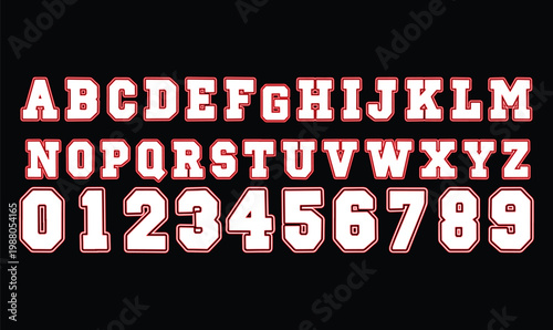 Collegiate Varsity Alphabet and Numbers Vector Set for Sports Branding and Athletic Apparel