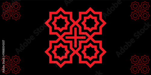 illustration vector graphic of red flower clone pattern geometric shape icon concept design