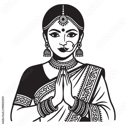 Traditional Indian Woman in Sari.